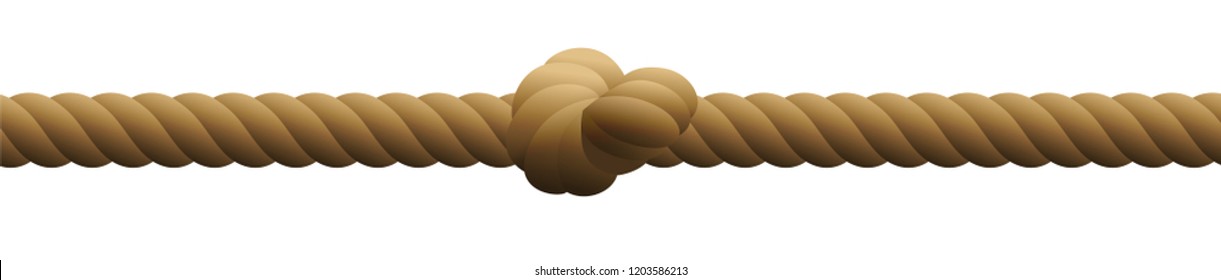 Single knot in a rope. Isolated vector illustration on white background.