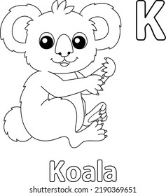 Single Koala. Alphabet ABC Coloring Page K