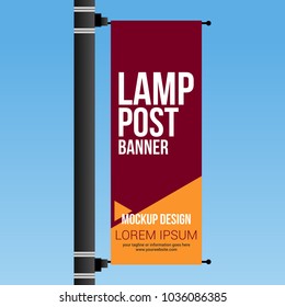 Single Lamp Post Banner Abstract Mockup Template