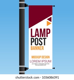 Single Lamp Post Banner Abstract Mockup Template