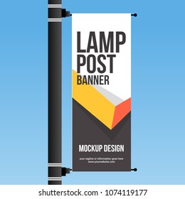 Single Lamp Post Banner Abstract Design Mockup Template Vector