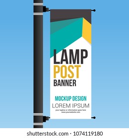 Single Lamp Post Banner Abstract Design Mockup Template Vector