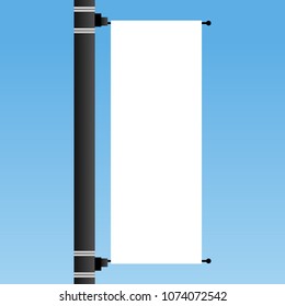 Single Lamp Post Banner Blank Mockup Vector