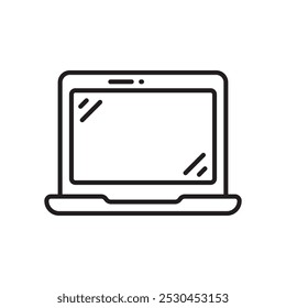 Einzelnes Laptop-Symbol mit Linienstil auf weißem Hintergrund