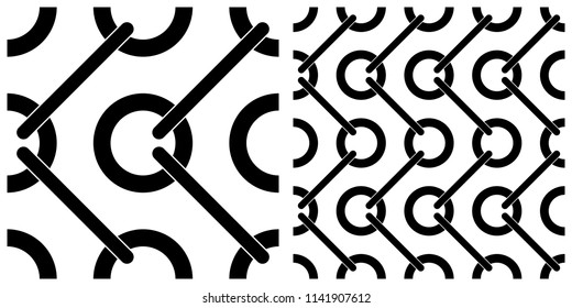 Single layer of flat style vector illustration of network linkage or chain link fence on transparent background.