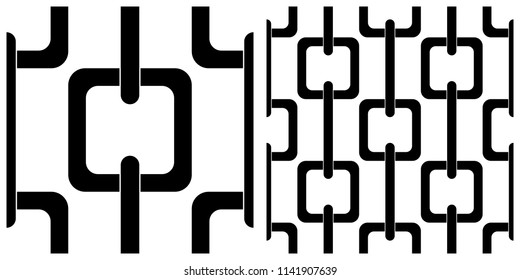 Single layer of flat style vector illustration of network linkage or chain link fence on transparent background.