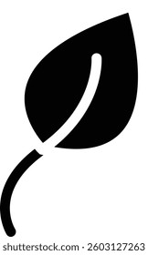 Single Leaf Icon Representing Nature, Organic Lifestyle, Clean Energy Concept, and Environmental Responsibility with Transparent Background