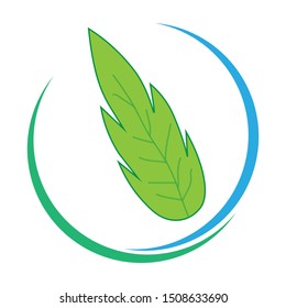 Single Leaf organic logo - vector