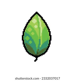 single leaf in pixel art style