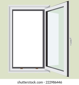 Single leaf window built into the wall. Vector illustration.