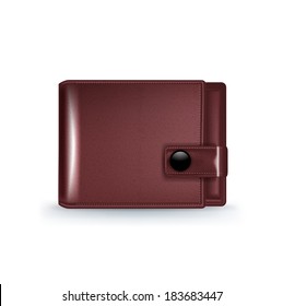 single leather wallet isolated on white background