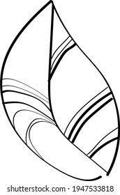 single leaves, contour monochrome, black and white