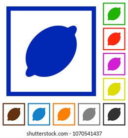 Single lemon flat color icons in square frames on white background