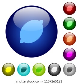 Single lemon icons on round color glass buttons