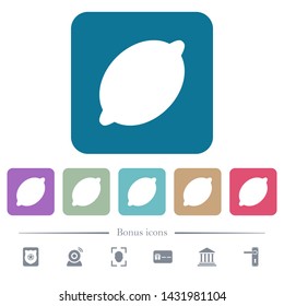 Single lemon white flat icons on color rounded square backgrounds. 6 bonus icons included