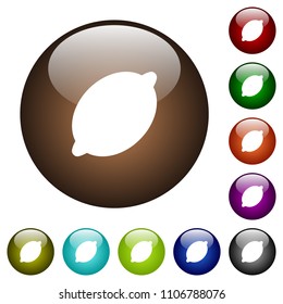 Single lemon white icons on round color glass buttons