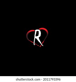 single letter logo design.r  initial logo design vector . Heart shape with letter logo.r creative logo design letter.r letter design.