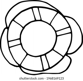 Einzelnes Lifebuoy Element im Doodle Sommer Set. Handgezeichnete Vektorgrafik für Grußkarten, Poster, Aufkleber und saisonale Gestaltung.