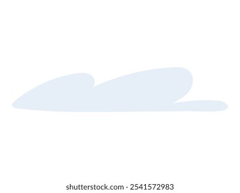 Single light blue cloud with soft curves against a white background. Ideal for weather themes, childrens illustrations, backgrounds, nature studies, and minimalist designs. Gentle, clean design