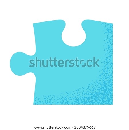 Single light blue jigsaw puzzle piece with stipple grain texture.