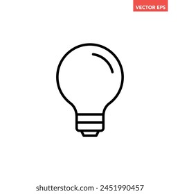 Single light bulb line icon, simple idea flat design illustration pictogram, infographic vector for app ads web banner button ui interface elements isolated on white background