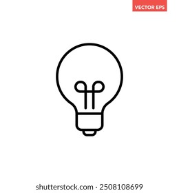 Single light bulb line icon, simple idea flat design illustration pictogram, infographic vector for app ads web banner button ui interface elements isolated on white background