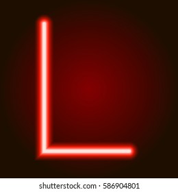 single light red neon letter L of vector illustration 
