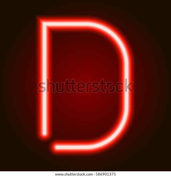 Single Light Red Neon Letter D Stock Vector Royalty Free