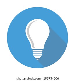 Single Lightbulb Icon With Shadow, Flat Style