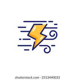 Single Lightning Bolt with Swirling Wind
