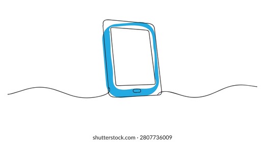 Single line abstract e-book reader. Continuous line drawing of digital reading device for electronic books. Reading lifestyle theme. Elegant visual style. One line vector illustration.