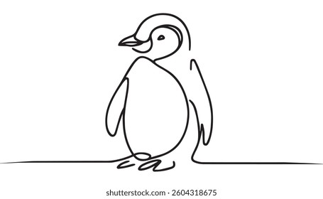 Single Line Animal Drawing Penguin