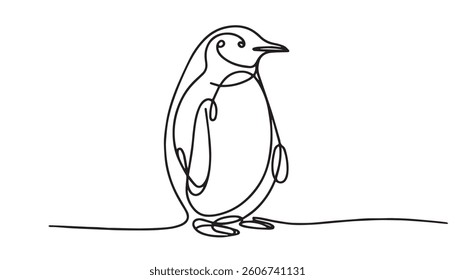 Single Line Animal Drawing Penguin