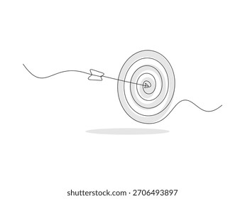 Single line art of arrow and target landing. Success Goal Achievement Single Line Art.