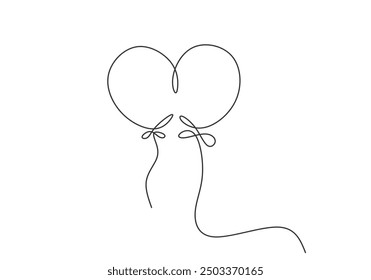 Single line art of birthday balloons. Minimalist design for children’s celebration decorations.