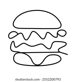 Single line art of cheeseburger vector art illustration
