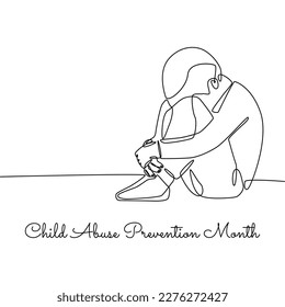 single line art of child abuse prevention month good for child abuse prevention month celebrate. line art. illustration.