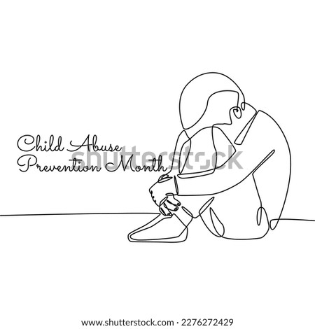 single line art of child abuse prevention month good for child abuse prevention month celebrate. line art. illustration.