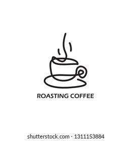 single Line art Coffee Cup logo Vector