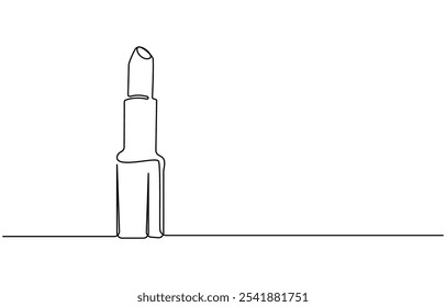 Uma linha de arte Desenho contínuo de uma linha de batom cosmético. Lipstick ilustração vetor linha única, Desenho de linha única de um batom