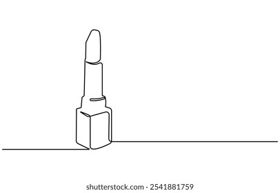 Uma linha de arte Desenho contínuo de uma linha de batom cosmético. Lipstick ilustração vetor linha única, Desenho de linha única de um batom