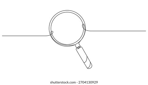 single line art drawing magnifying glass icon,3