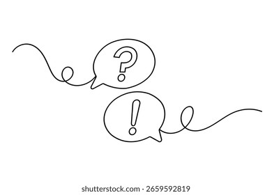 Single line art drawing of speech bubble outline in simple minimalist style isolated on white