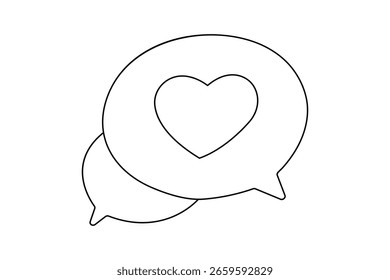 Single line art drawing of speech bubble outline in simple minimalist style isolated on white