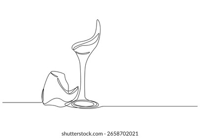 single line art drawing wine Vidrio en el caos