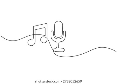Arte de una sola línea de un micrófono dinámico para cantar o hablar
