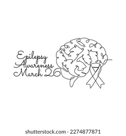 single line art of epilepsy awareness good for epilepsy awareness celebrate. line art. illustration.