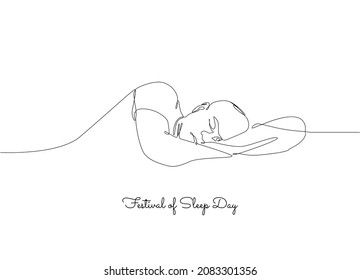 single line art of festival of sleep day good for festival of sleep day celebrate. line art. illustration.