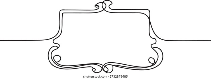 Moldura de arte de linha única, borda ornamentada elegante, floreios decorativos, vetor de fundo transparente, elemento de design sofisticado.