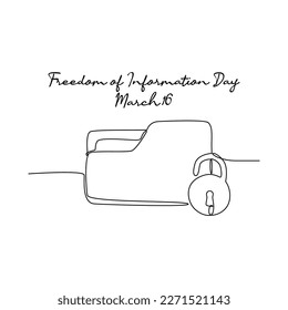 día de la libertad de información con una sola línea de arte, celebración del día de la libertad de información. ilustración de línea.